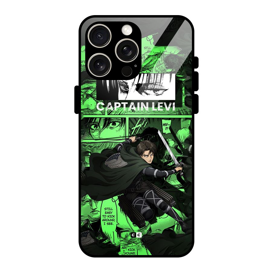 captain Levi Stance Glass Back Case for iPhone 15 Pro Max
