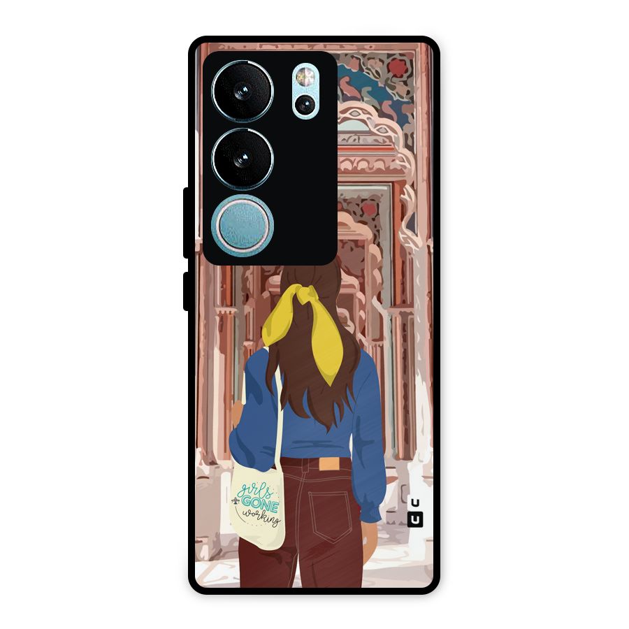 wonderful Girl Metal Back Case for Vivo V29 Pro