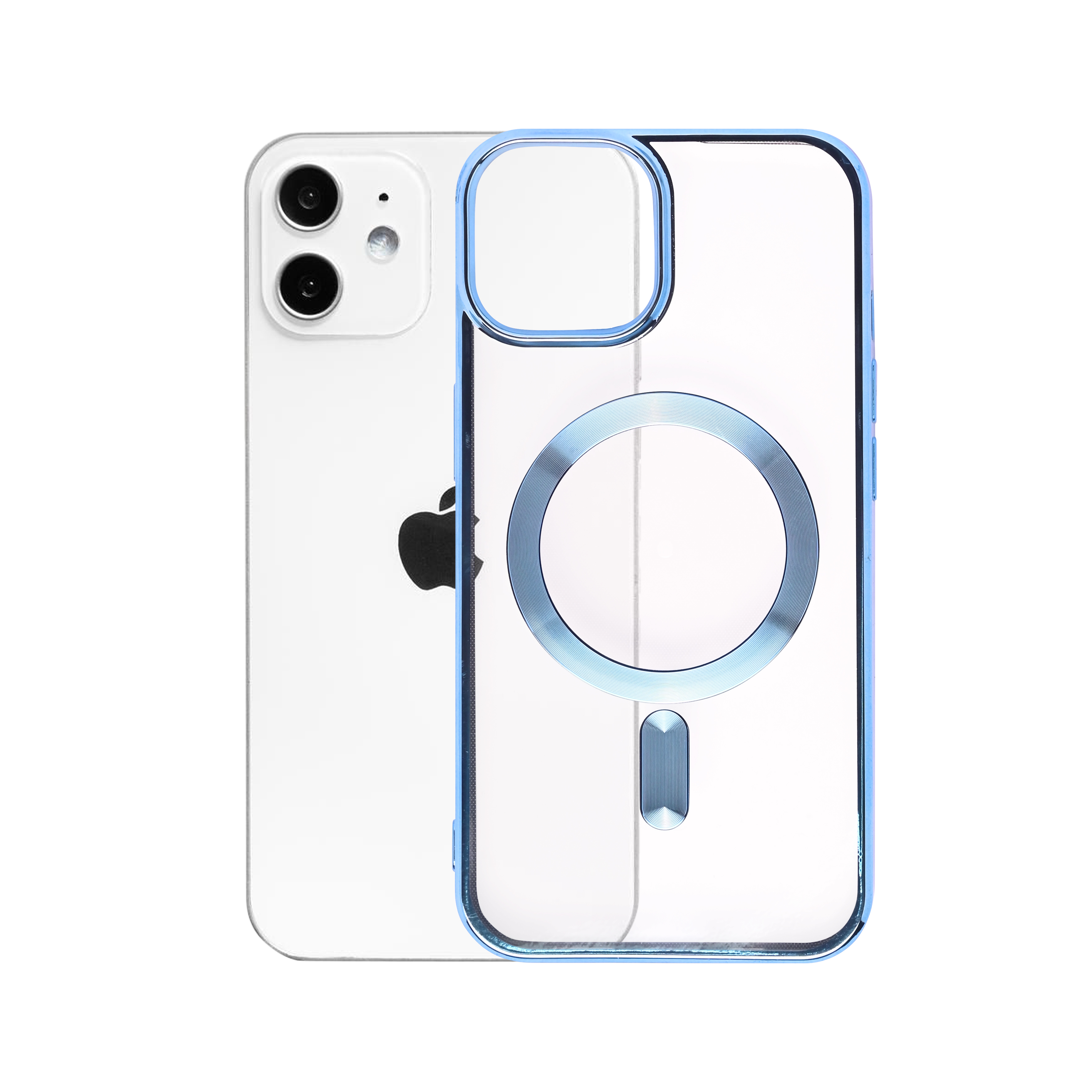 Magsafe Clear Slim with Camera Protection (Reflective Denim Blue) Silicone Back Case for iPhone 12