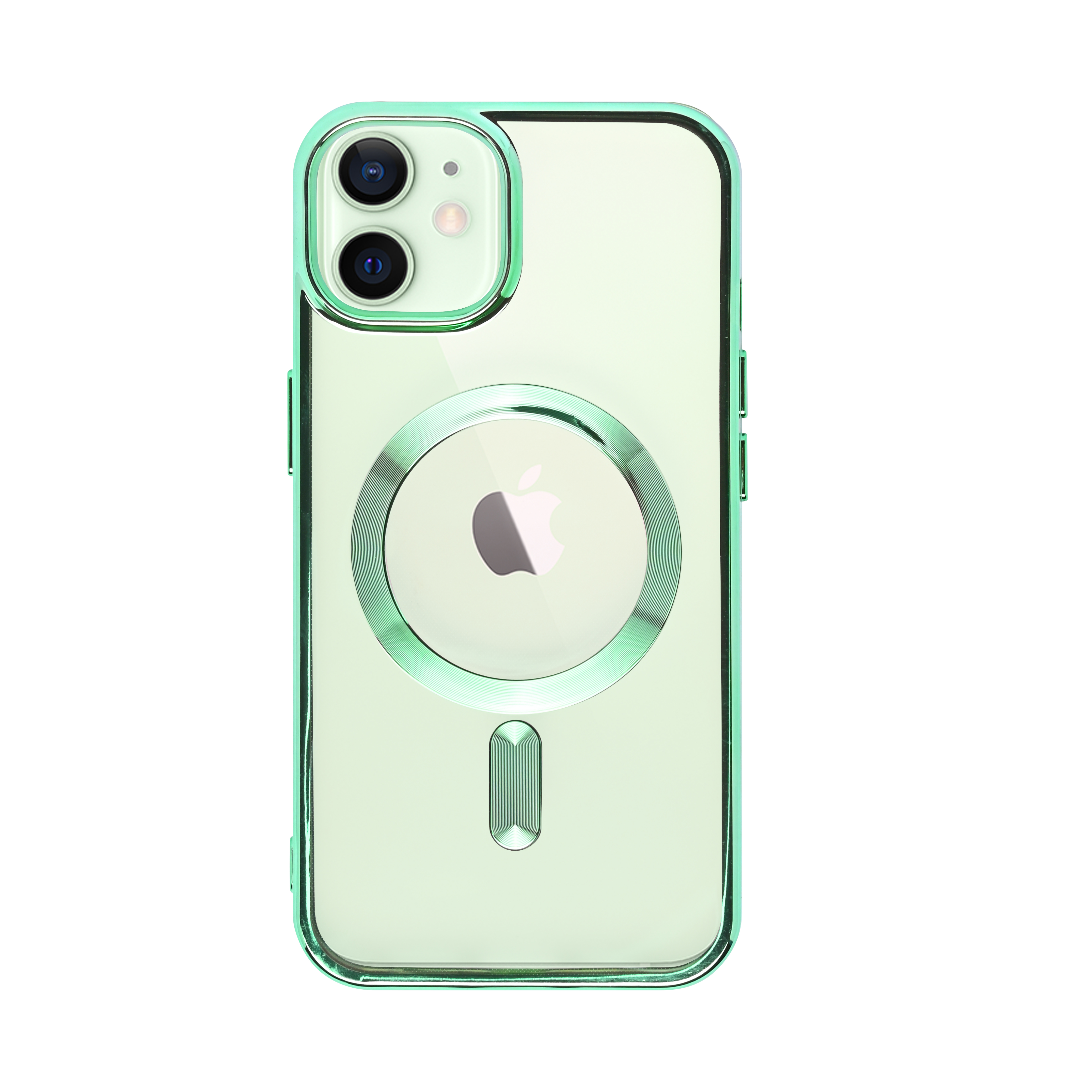 Magsafe Clear Slim with Camera Protection (Reflective Mint Green) Silicone Back Case for iPhone 12