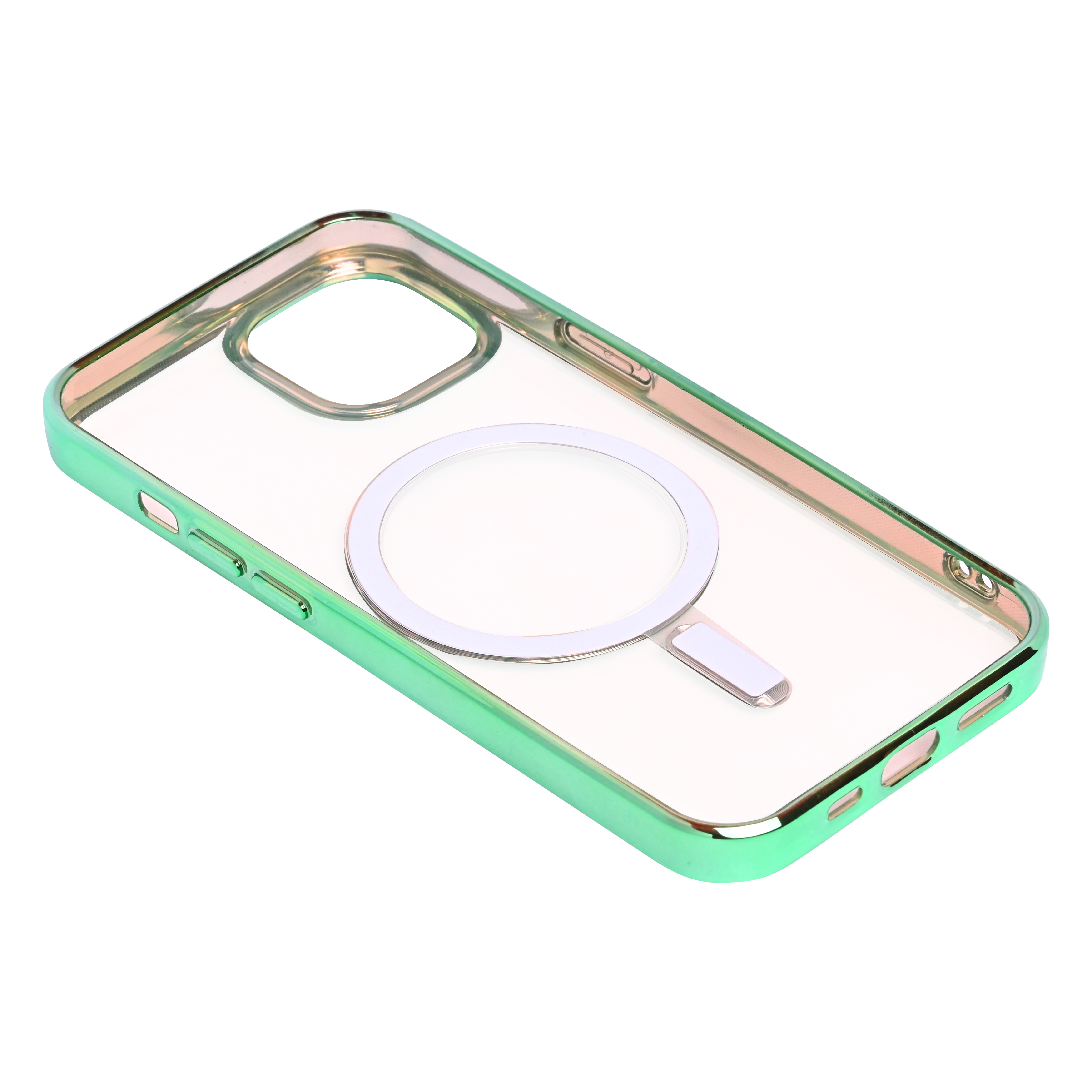 Magsafe Clear Slim with Camera Protection (Reflective Mint Green) Silicone Back Case for iPhone 12