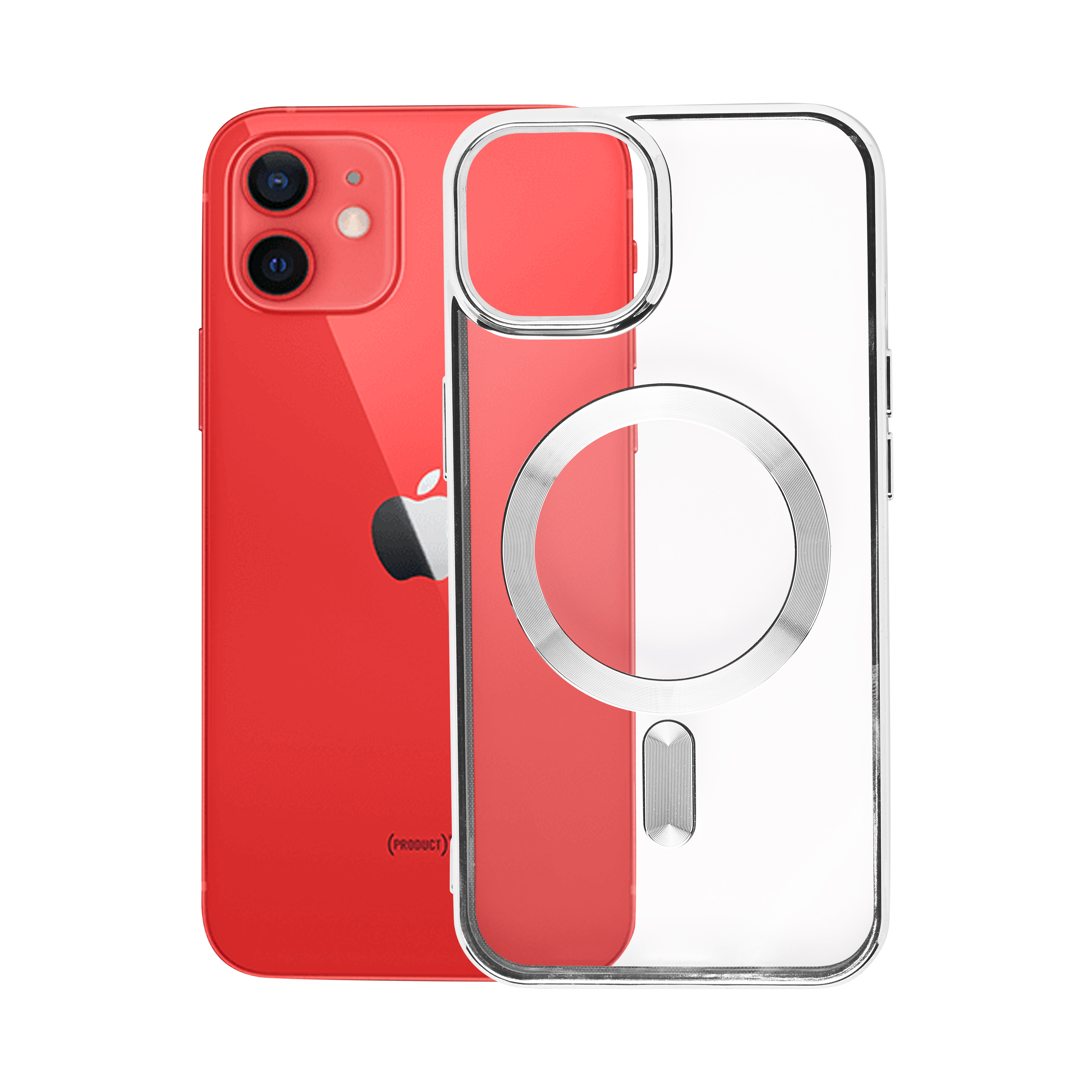 Magsafe Clear Slim with Camera Protection (Reflective Shining Silver) Silicone Back Case for iPhone 12