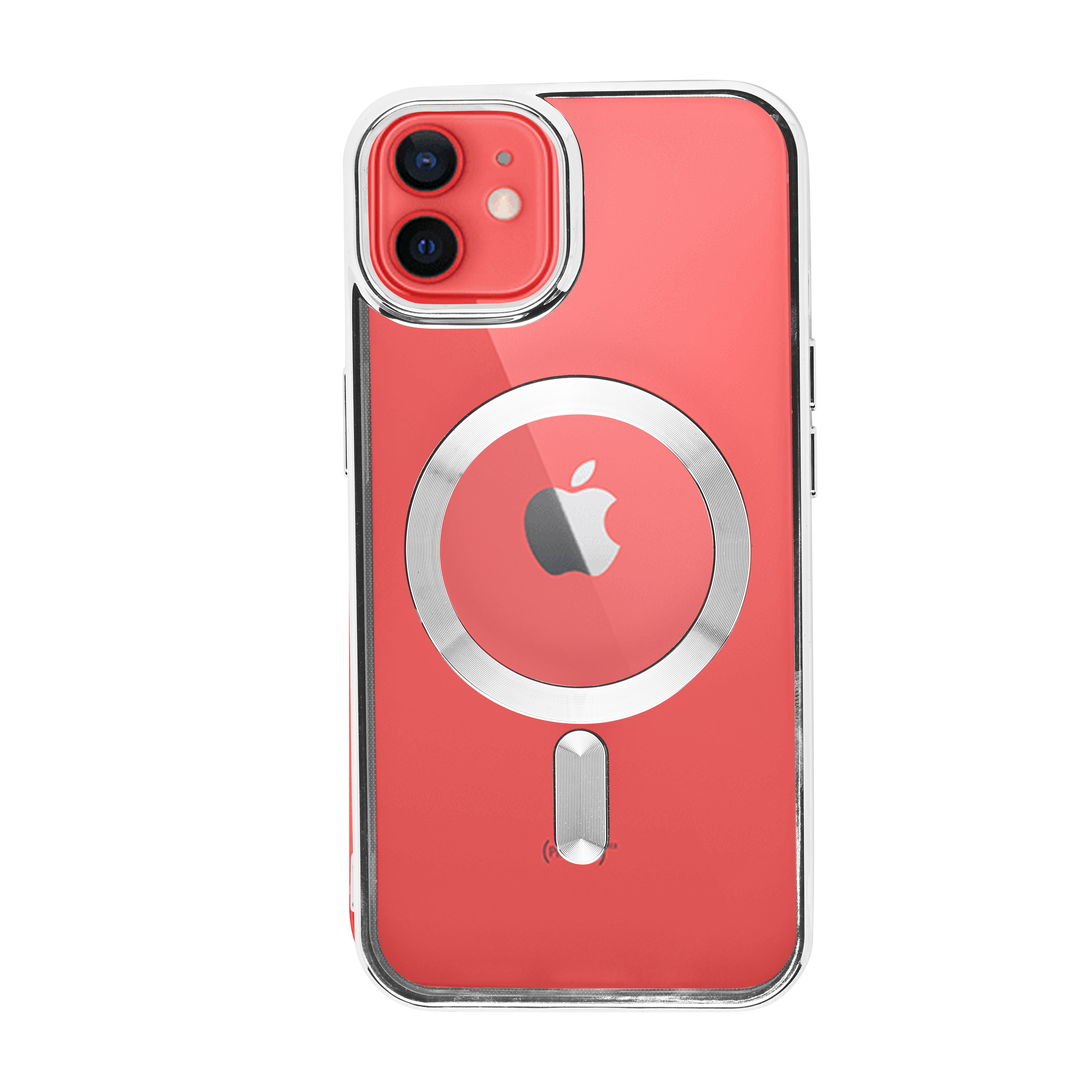 Magsafe Clear Slim with Camera Protection (Reflective Shining Silver) Silicone Back Case for iPhone 12