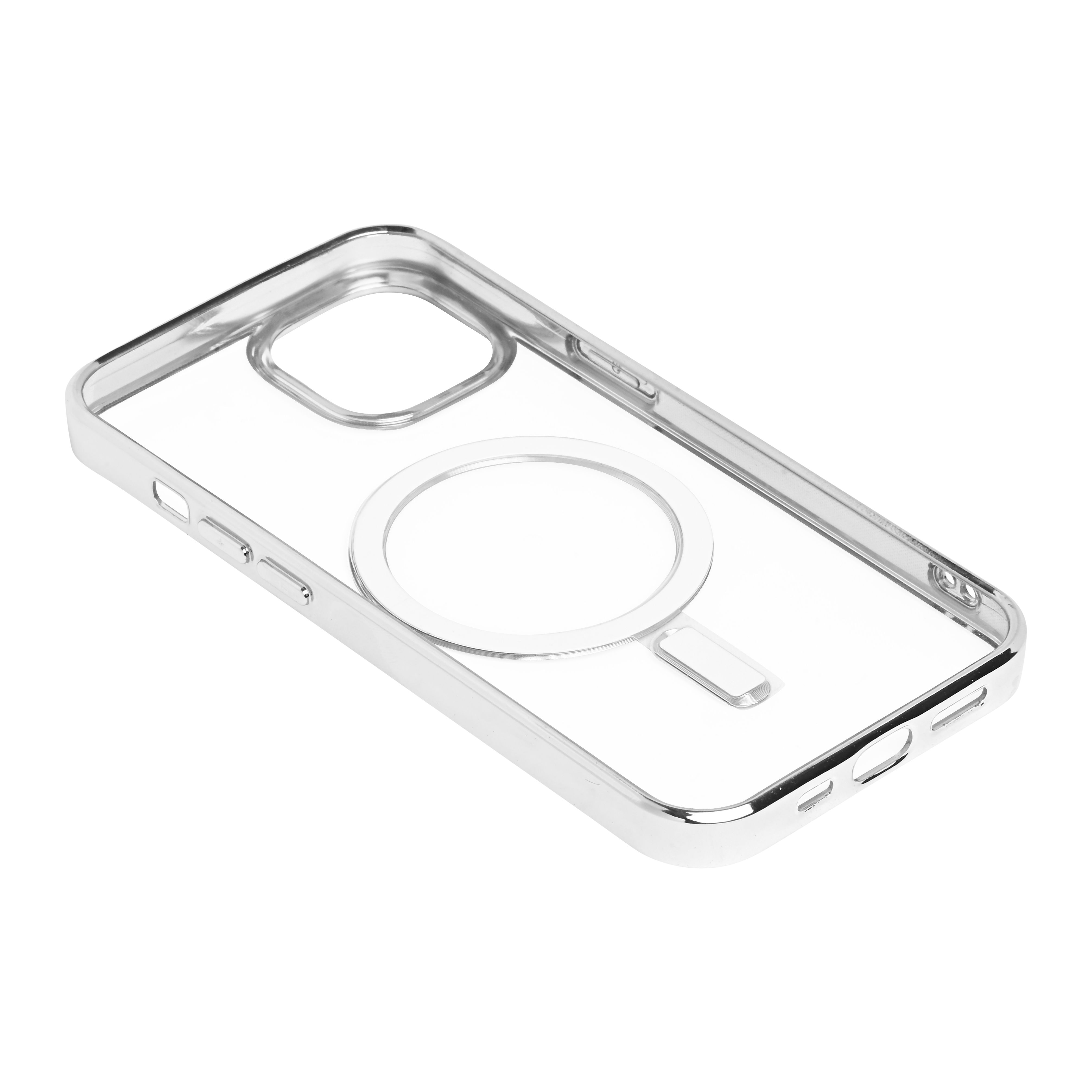 Magsafe Clear Slim with Camera Protection (Reflective Shining Silver) Silicone Back Case for iPhone 12