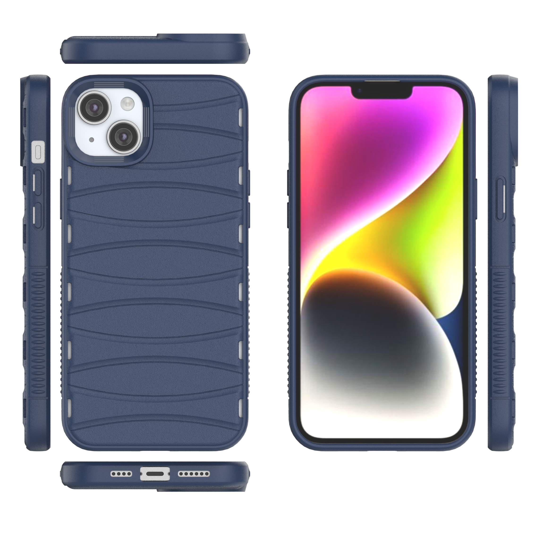 Comet Blue - Premium Soft Heat Dissipation Breathable Silicone Back Case for iPhone 14 Plus