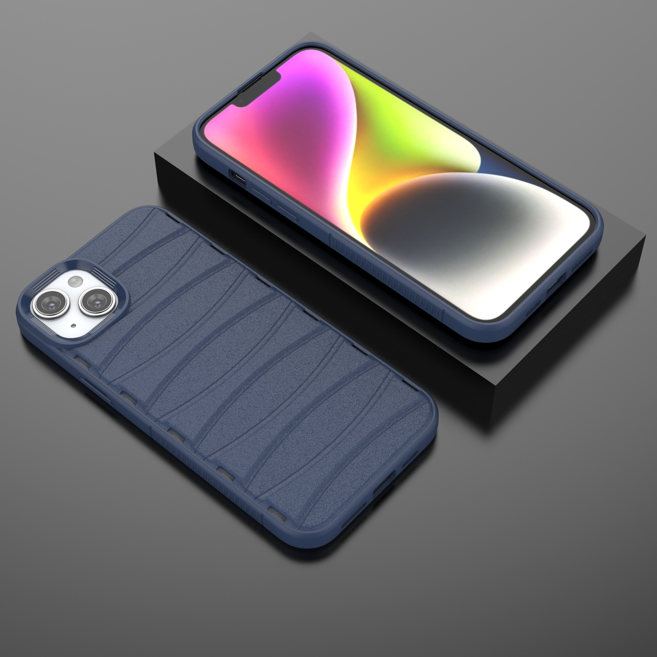 Comet Blue - Premium Soft Heat Dissipation Breathable Silicone Back Case for iPhone 14 Plus