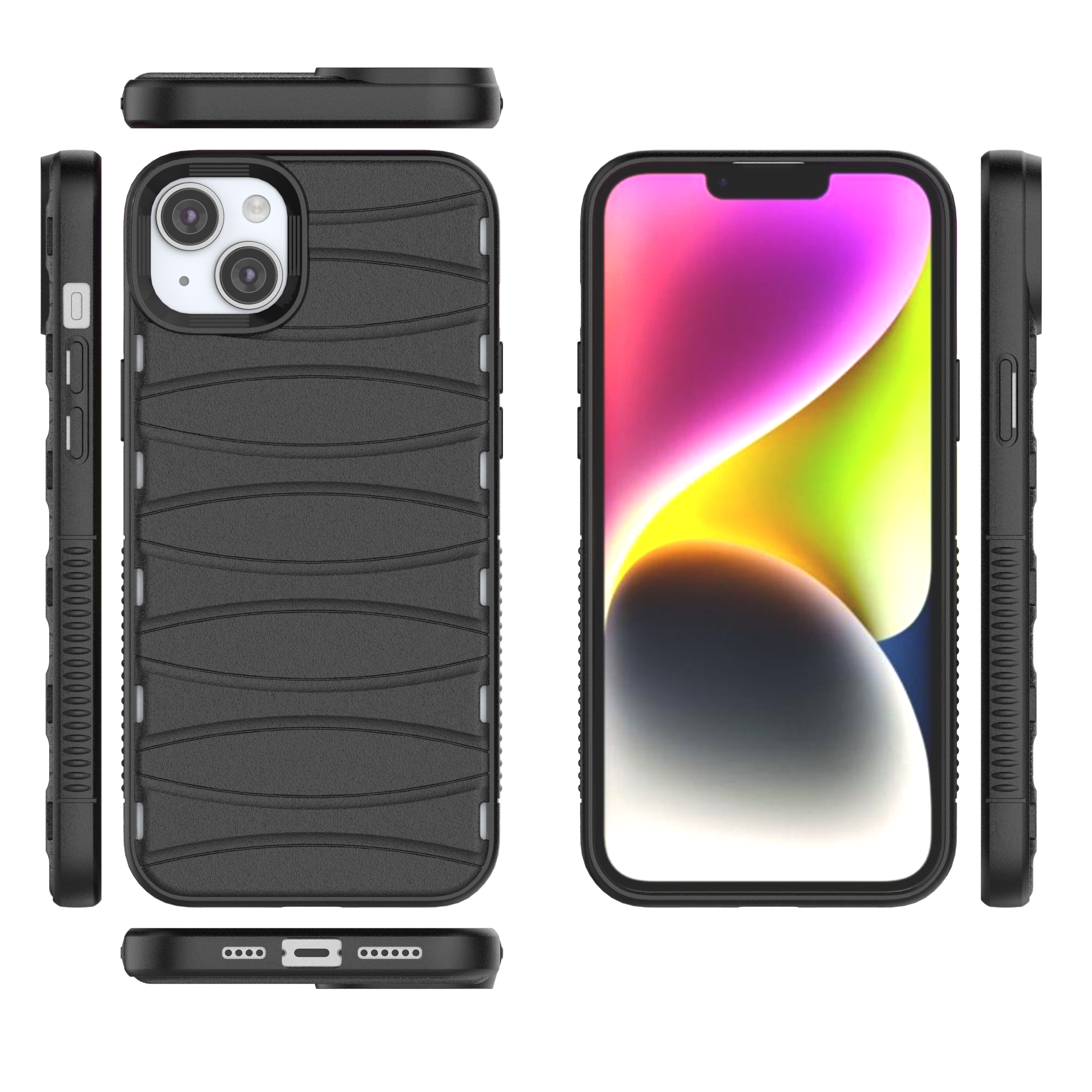 Matte Black - Premium Soft Heat Dissipation Breathable Silicone Back Case for iPhone 14 Plus