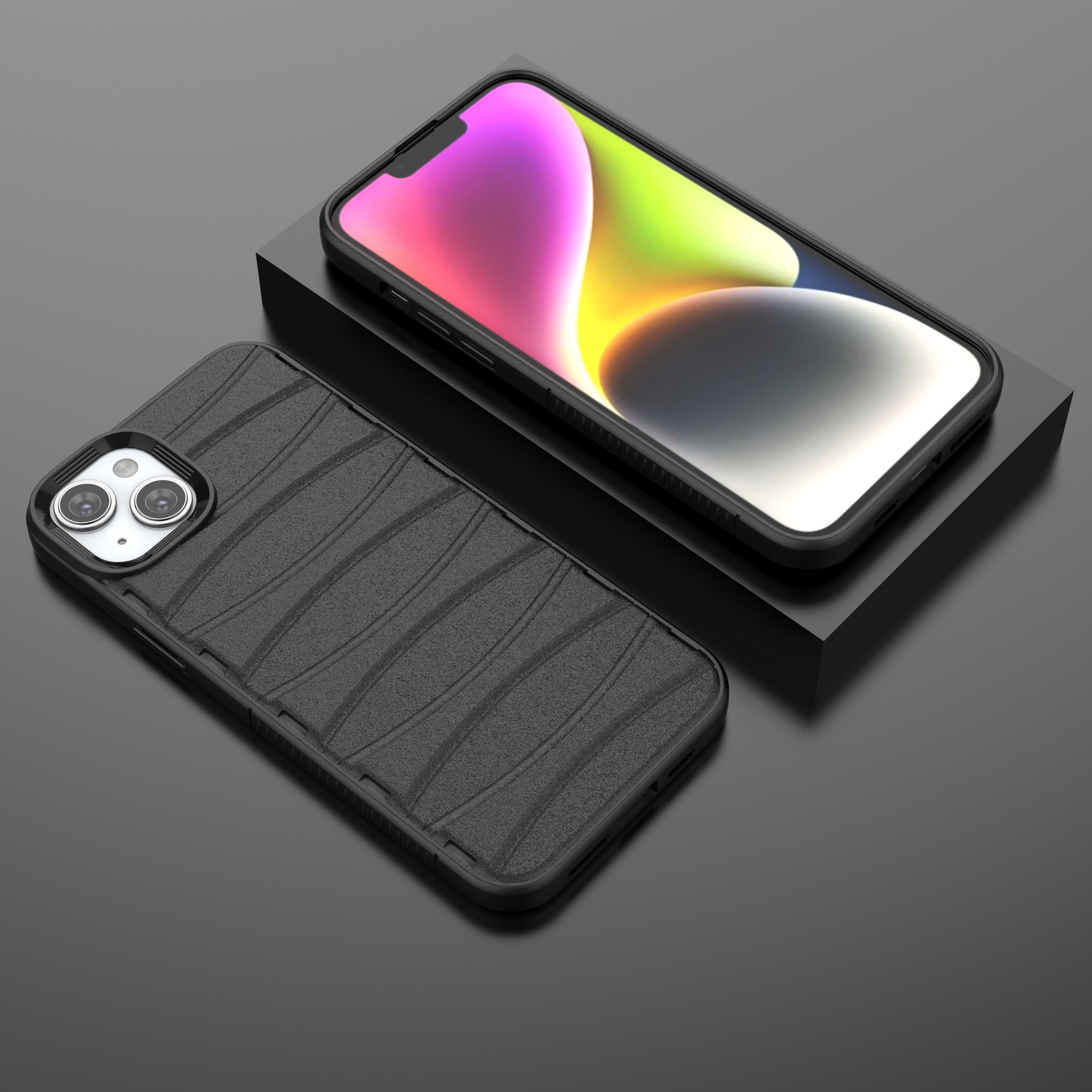 Matte Black - Premium Soft Heat Dissipation Breathable Silicone Back Case for iPhone 14 Plus