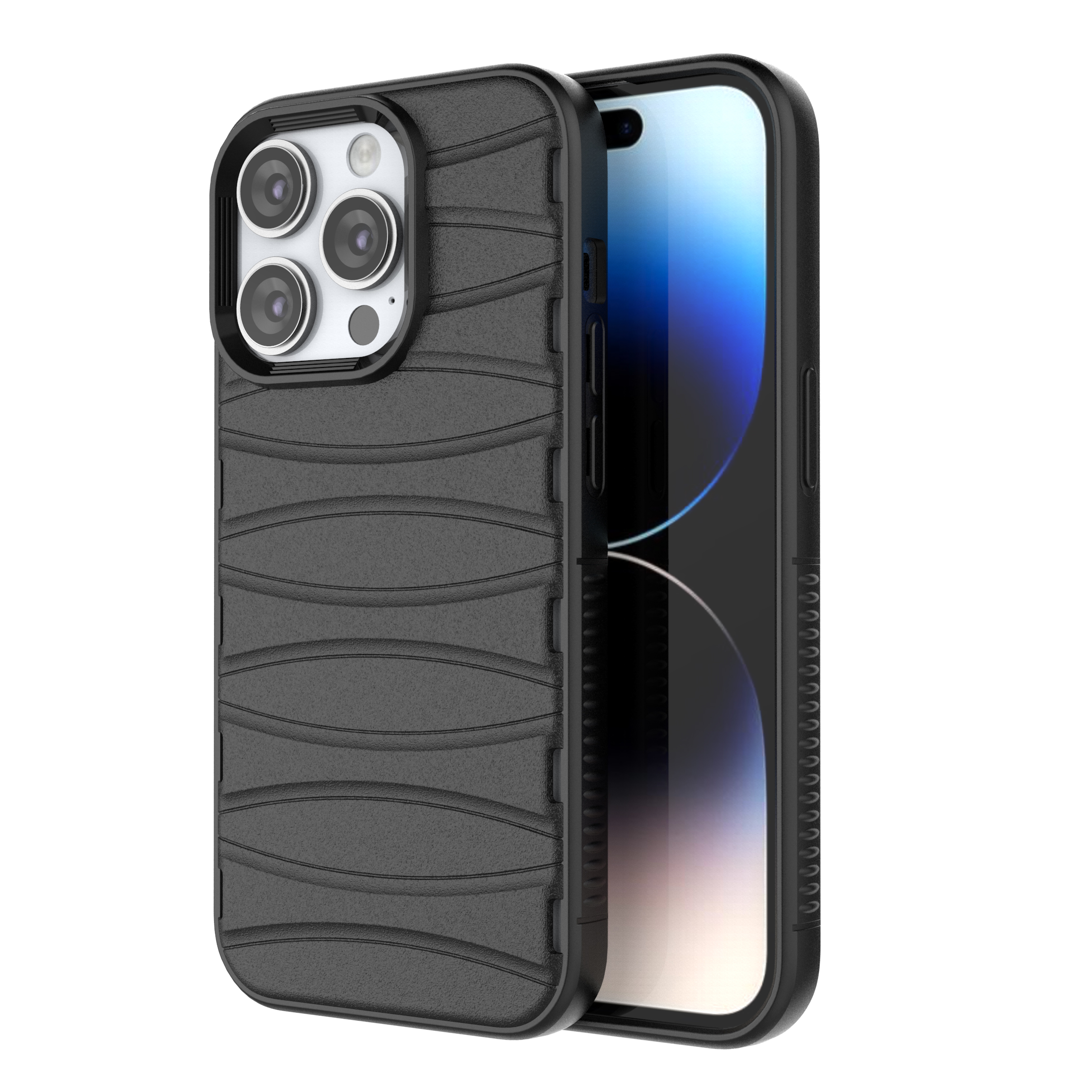 Matte Black - Premium Soft Heat Dissipation Breathable Silicone Back Case for iPhone 14 Pro