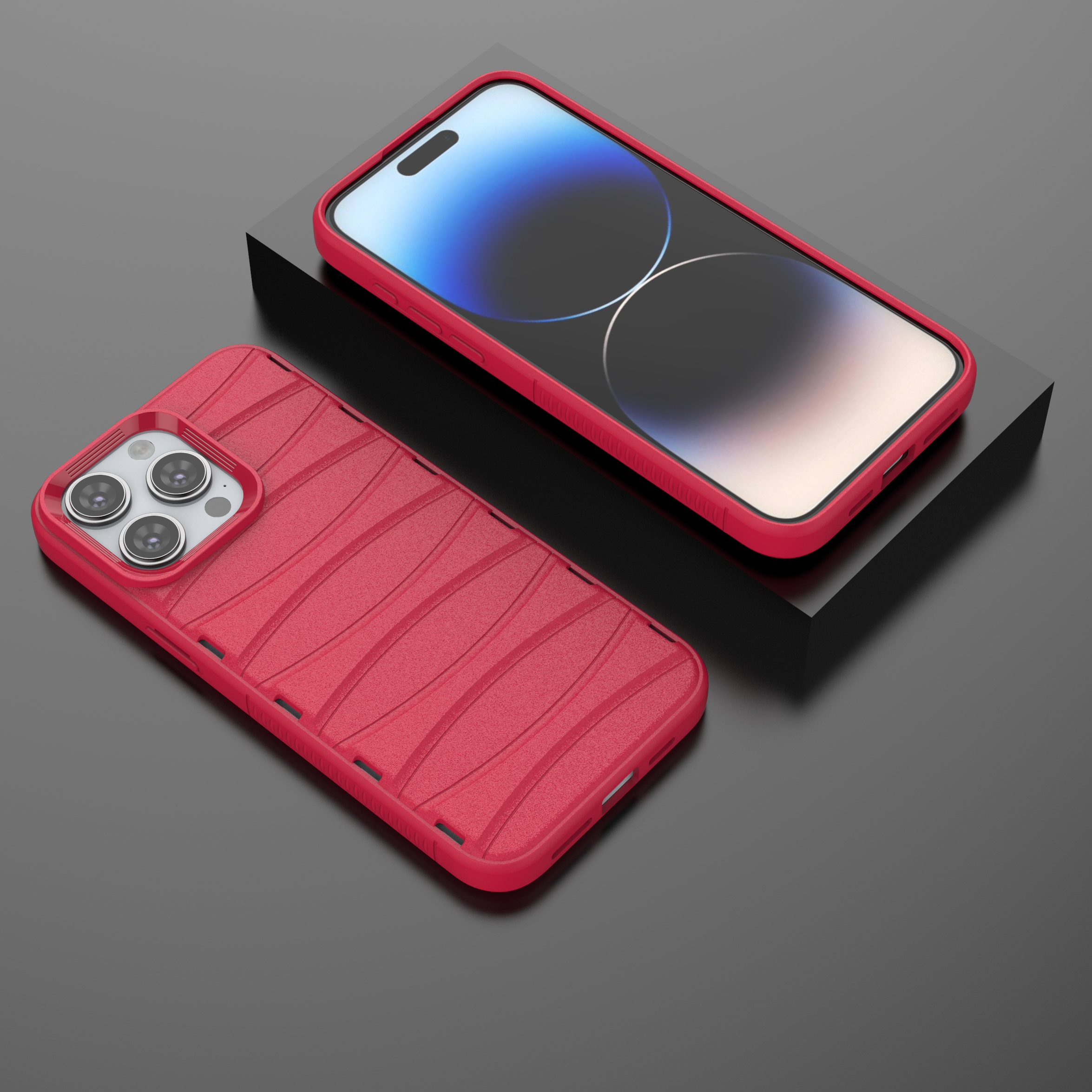 Valentine Red - Premium Soft Heat Dissipation Breathable Silicone Back Case for iPhone 15 Pro Max