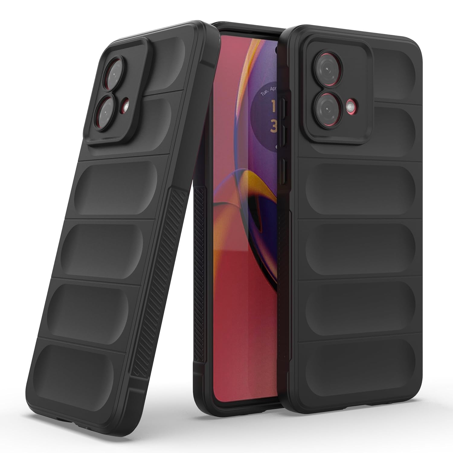 Black - Matte Soft Flexible Silicone Back Case for Moto G84