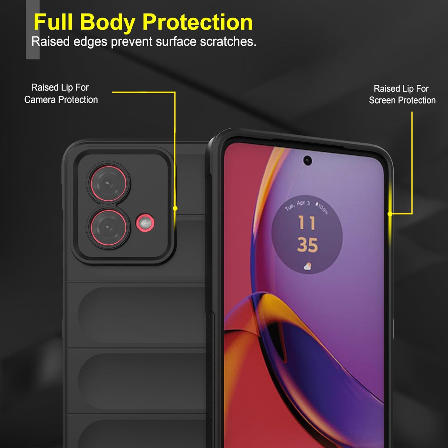 Black - Matte Soft Flexible Silicone Back Case for Moto G84