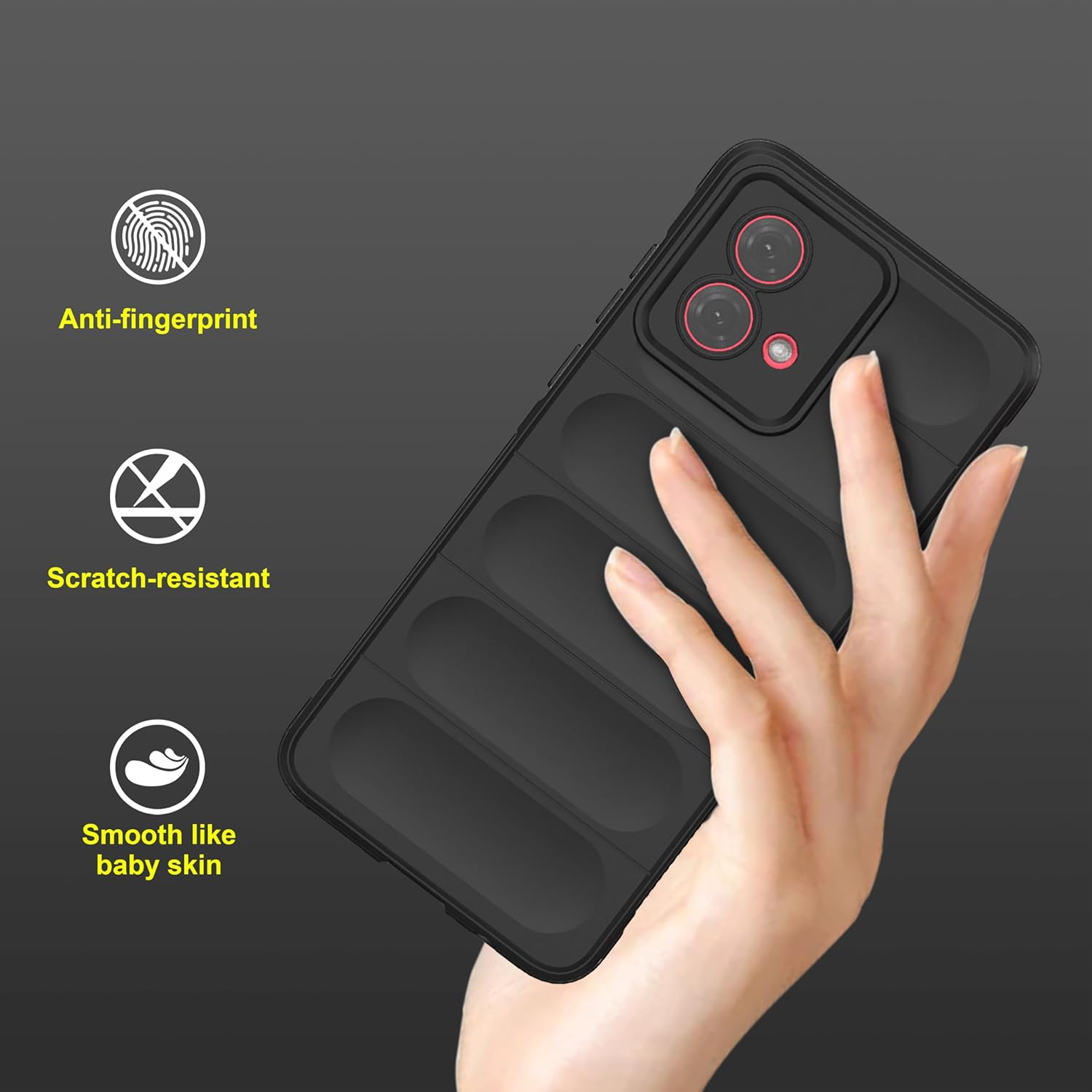 Black - Matte Soft Flexible Silicone Back Case for Moto G84