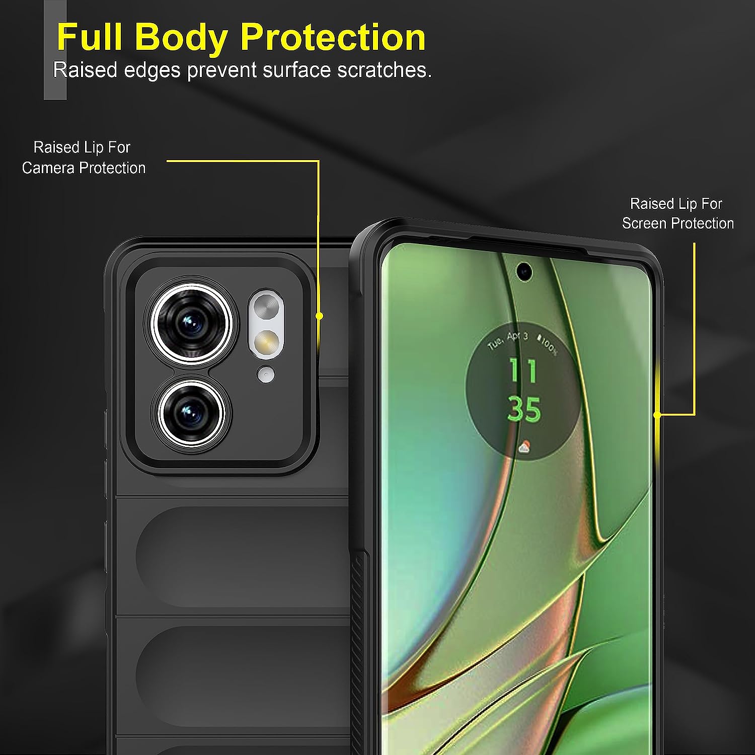 Black - Matte Soft Flexible Silicone Back Case for Motorola Edge 40 5G