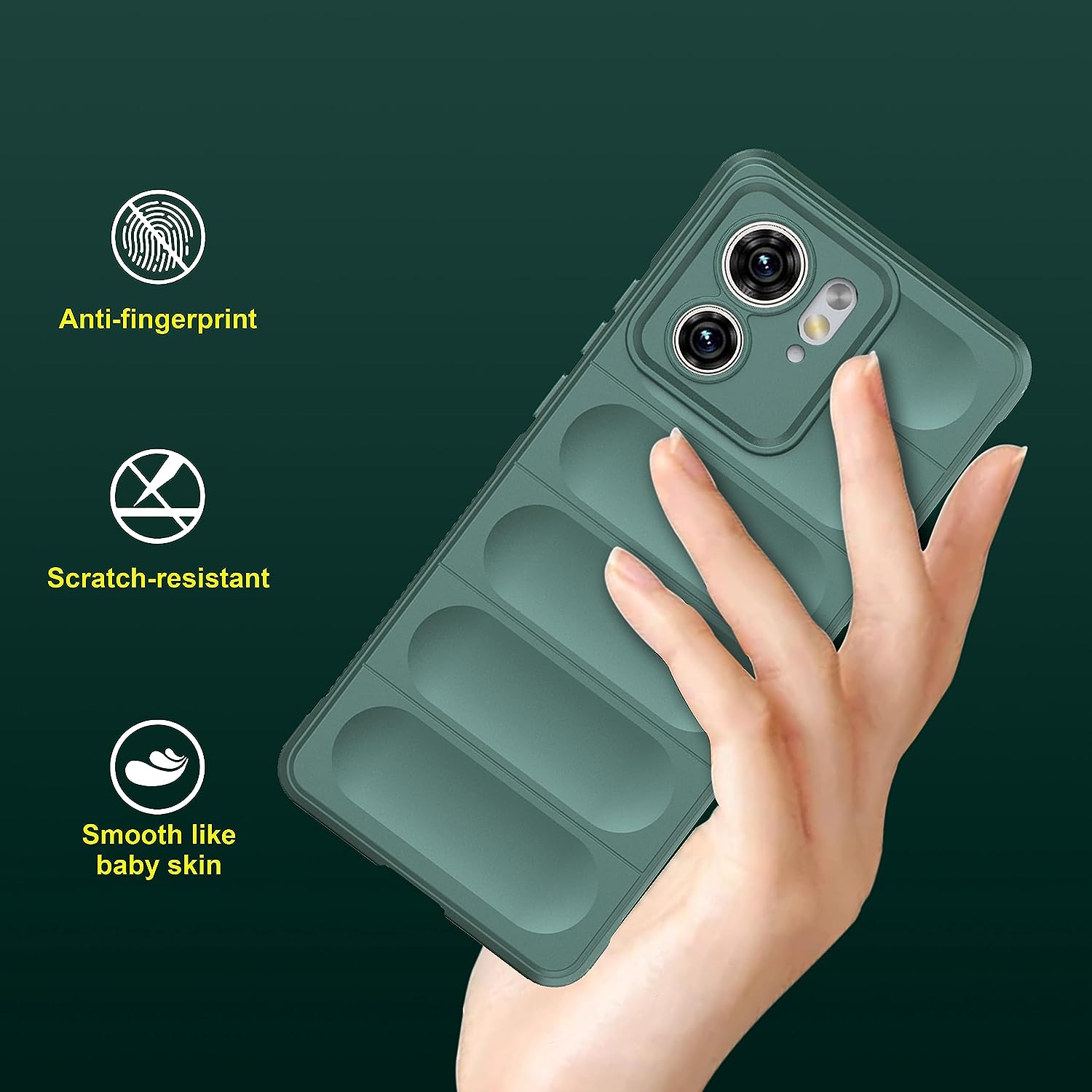 Hunter Green - Matte Soft Flexible Silicone Back Case for Motorola Edge 40 5G