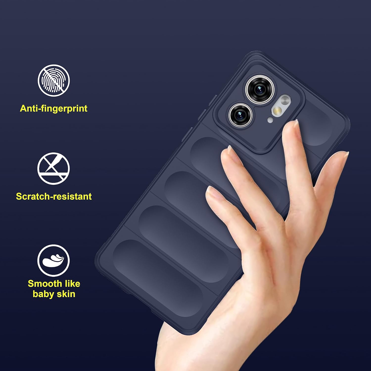 Oxford Blue - Matte Soft Flexible Silicone Back Case for Motorola Edge 40 5G