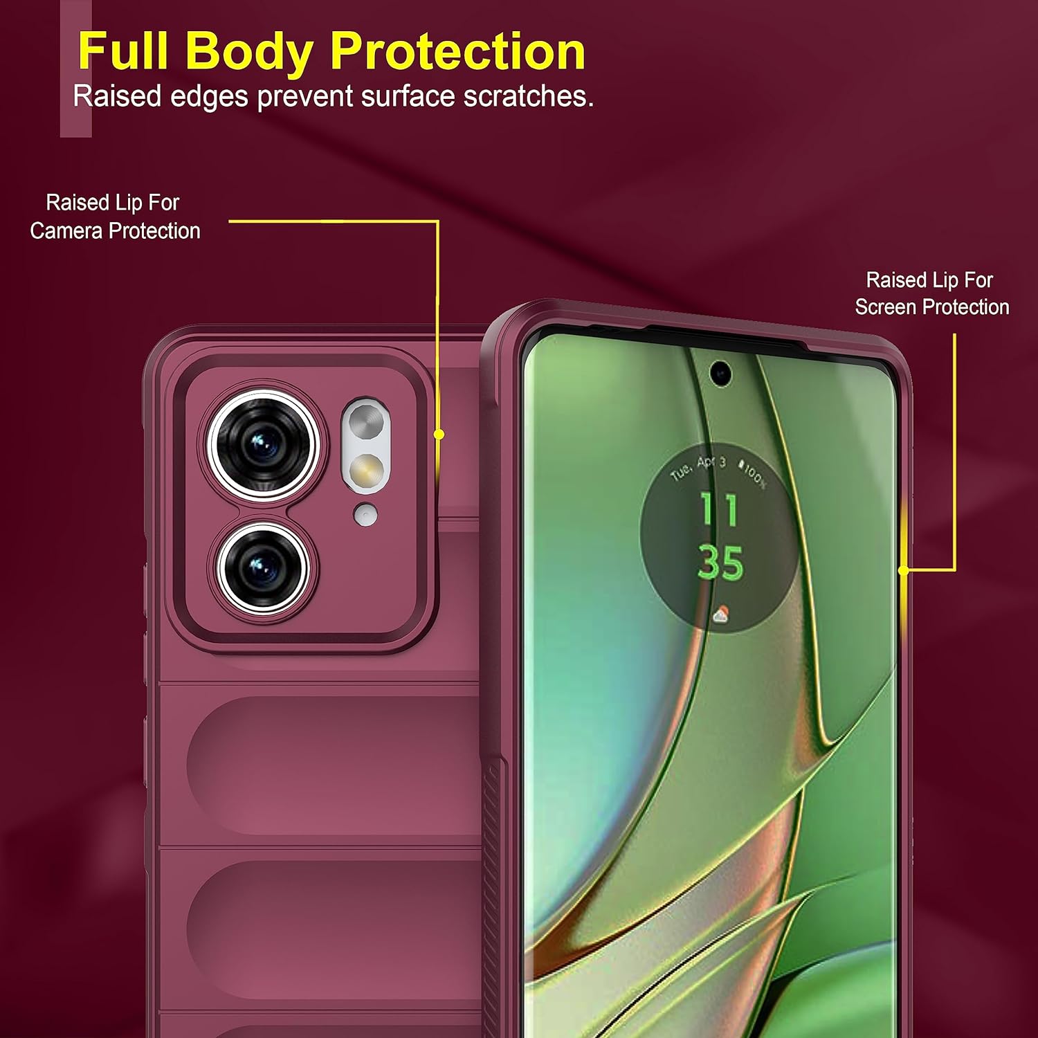 Wine Red - Matte Soft Flexible Silicone Back Case for Motorola Edge 40 5G