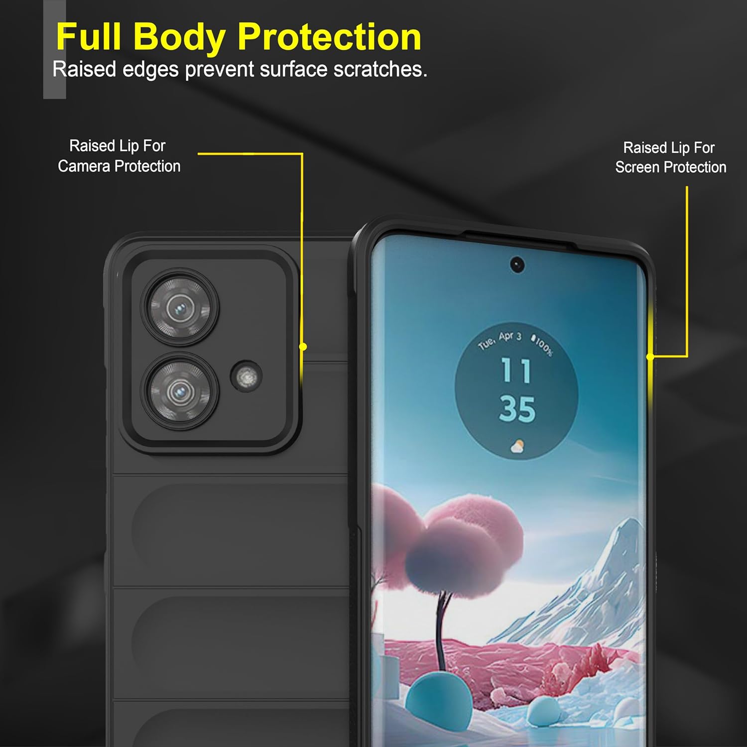 Black - Matte Soft Flexible Silicone Back Case for Motorola Edge 40 Neo