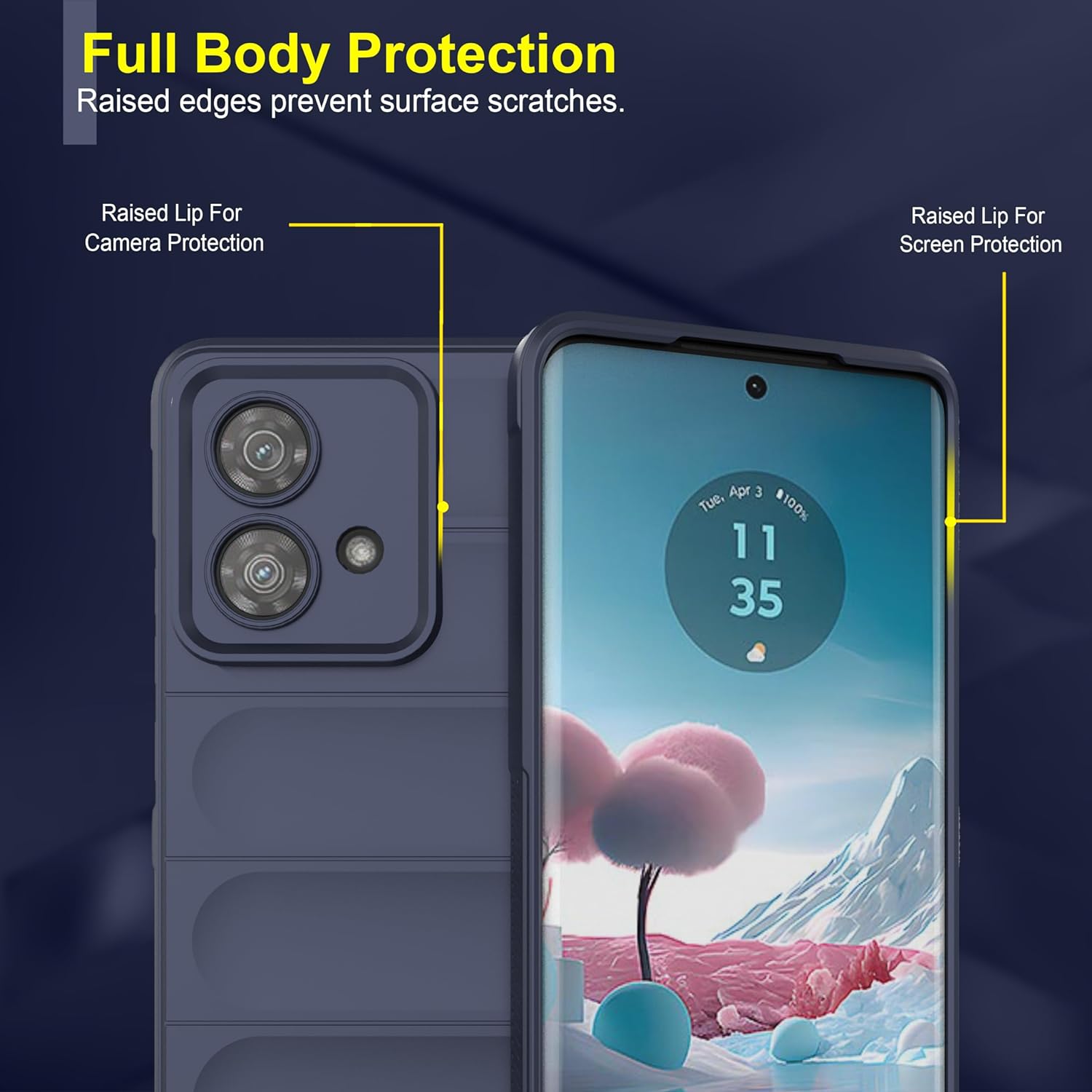 Oxford Blue - Matte Soft Flexible Silicone Back Case for Motorola Edge 40 Neo