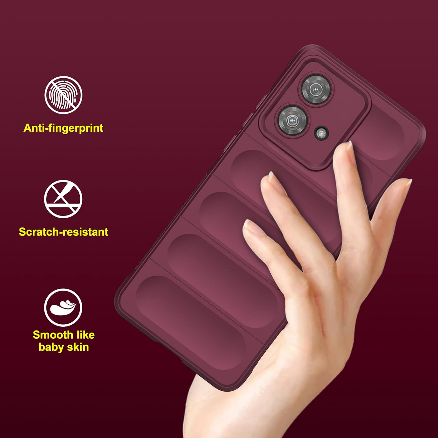 Wine Red - Matte Soft Flexible Silicone Back Case for Motorola Edge 40 Neo