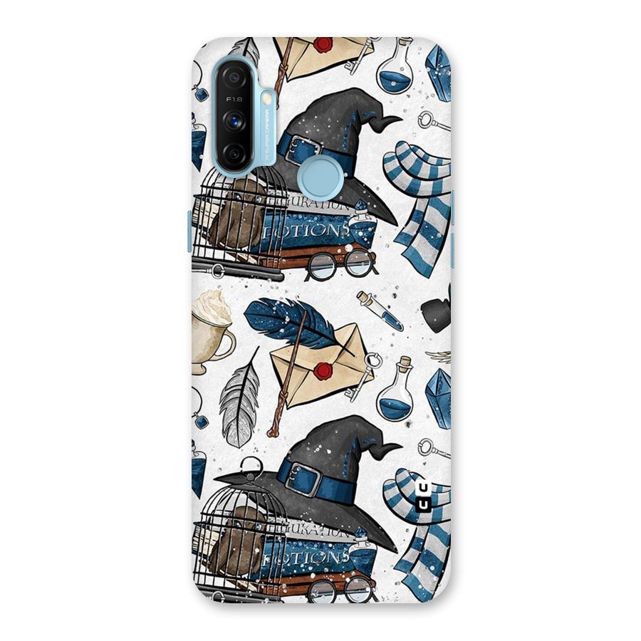Blue Feather Hat Design Back Case for Realme Narzo 20A