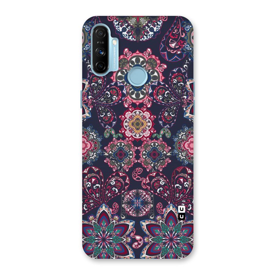 Navy Blue Bloom Pattern Back Case for Realme Narzo 20A