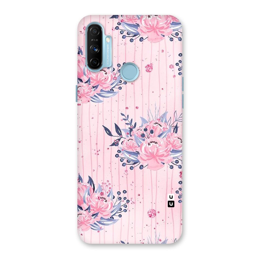 Pink Floral and Stripes Back Case for Realme Narzo 20A