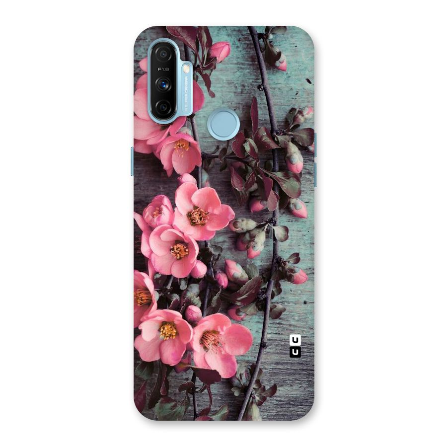 Wooden Floral Pink Back Case for Realme Narzo 20A