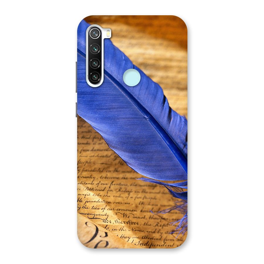 Beautiful Blue Feather Back Case for Redmi Note 8