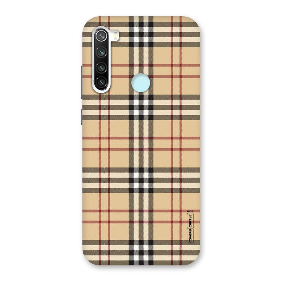 Beige Check Back Case for Redmi Note 8