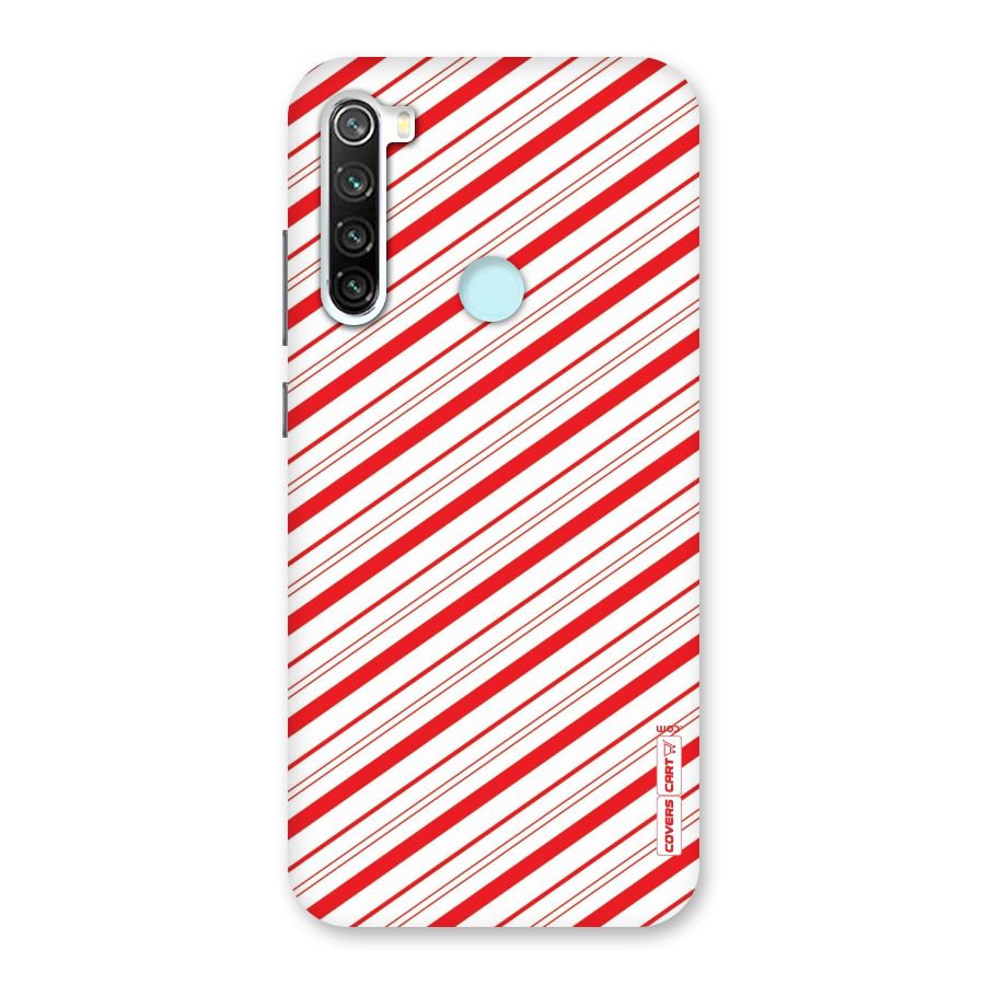 Red And White Diagonal Stripes Back Case for Redmi Note 8