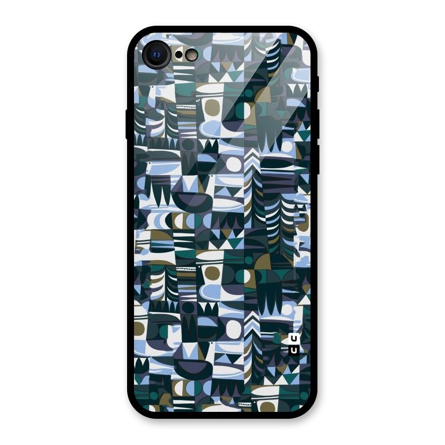 Abstract Blues Glass Back Case for iPhone 7
