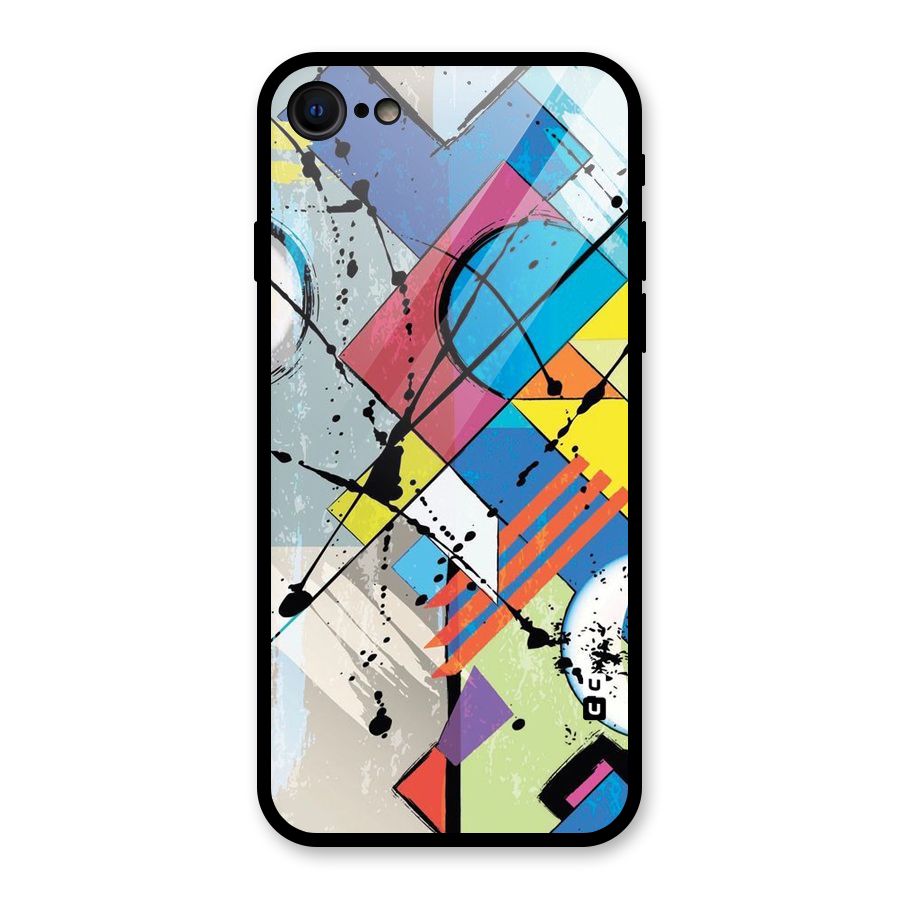 Abstract Paint Shape Glass Back Case for iPhone 7