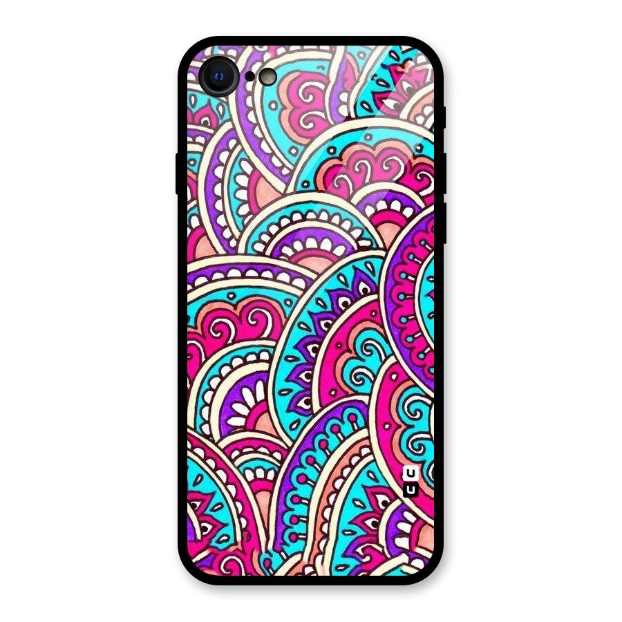 Abstract Rangoli Design Glass Back Case for iPhone 7