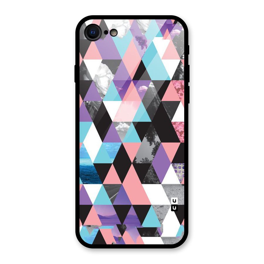 Abstract Splash Triangles Glass Back Case for iPhone 7