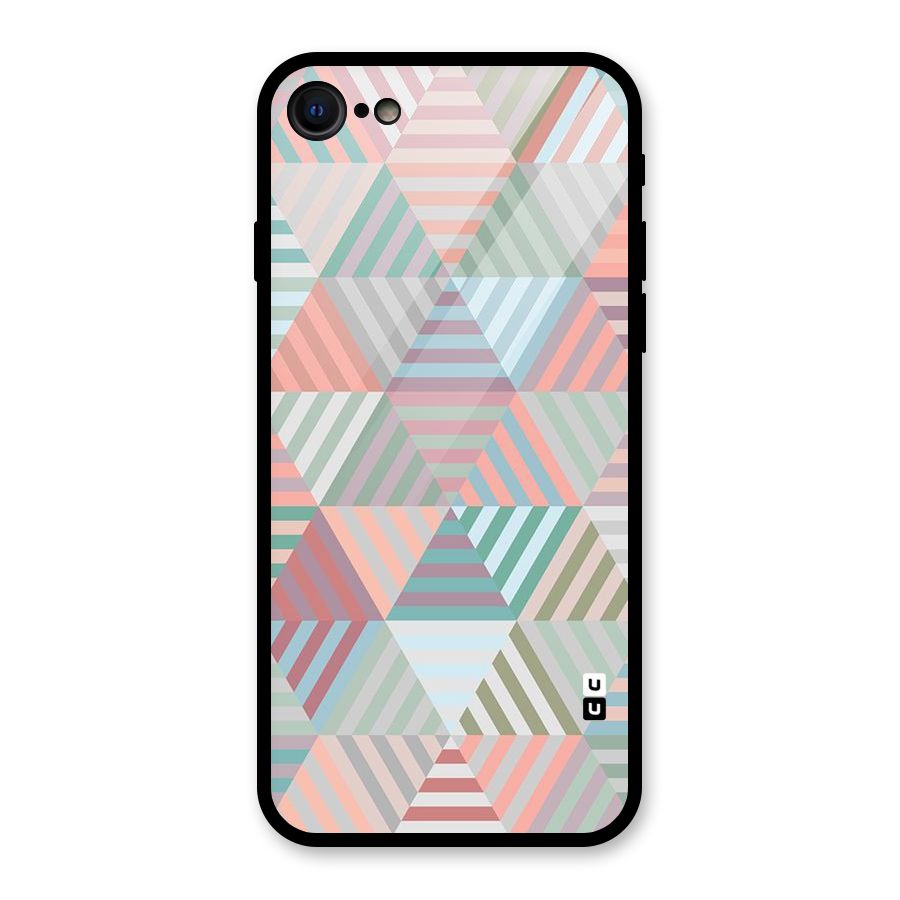 Abstract Triangle Lines Glass Back Case for iPhone 7