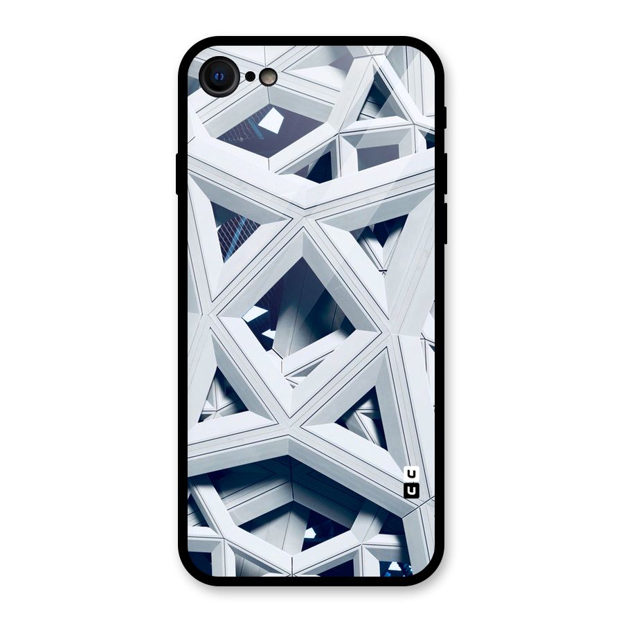 Abstract White Lines Glass Back Case for iPhone 7