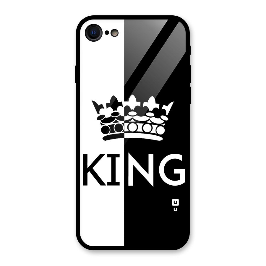 Aesthetic Crown King Glass Back Case for iPhone 7