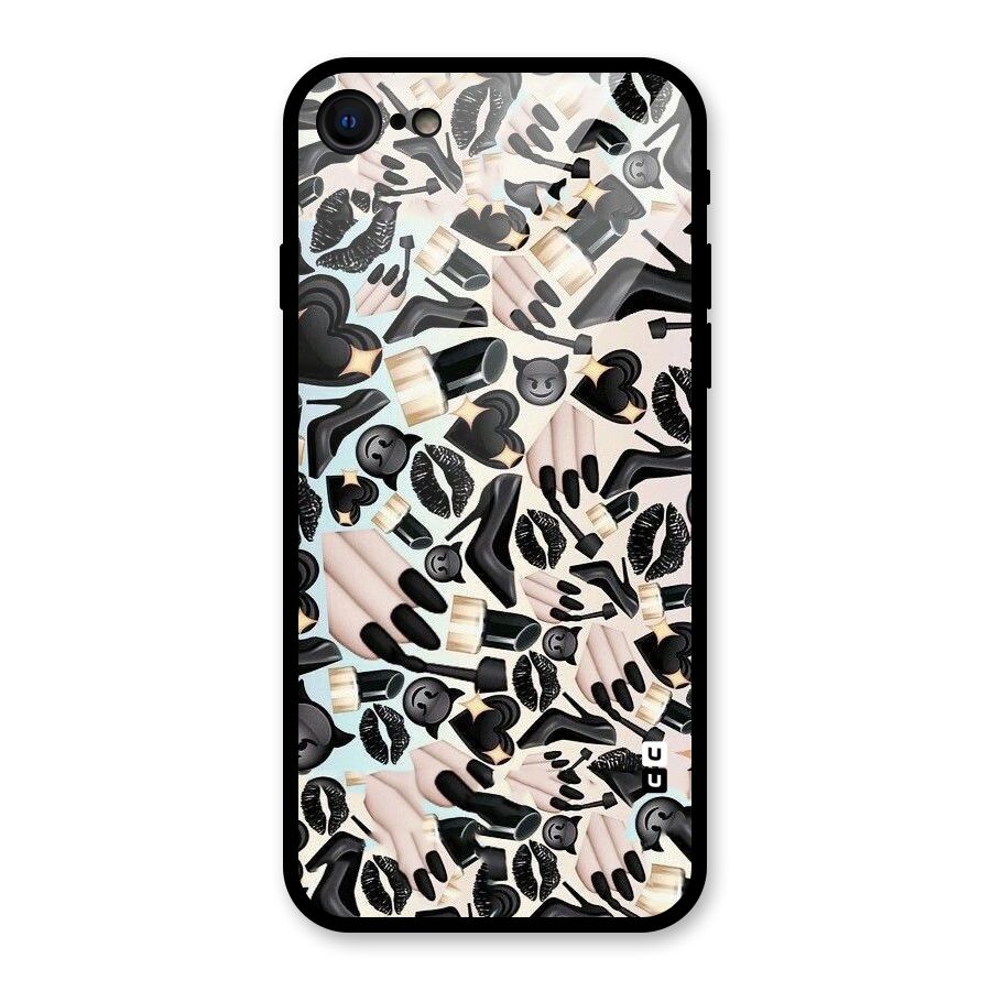 All Black Love Glass Back Case for iPhone 7
