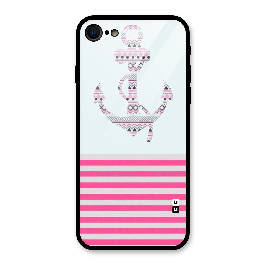 Anchor Design Stripes Glass Back Case for iPhone 7