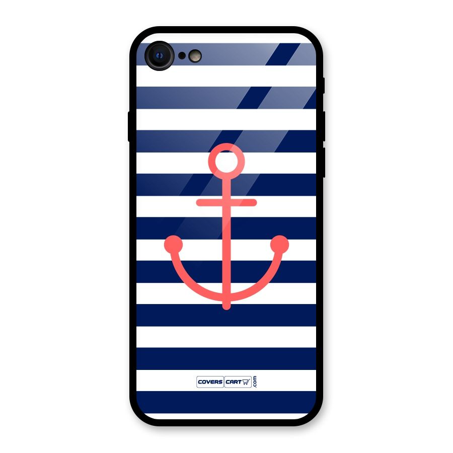 Anchor Stripes Glass Back Case for iPhone 7