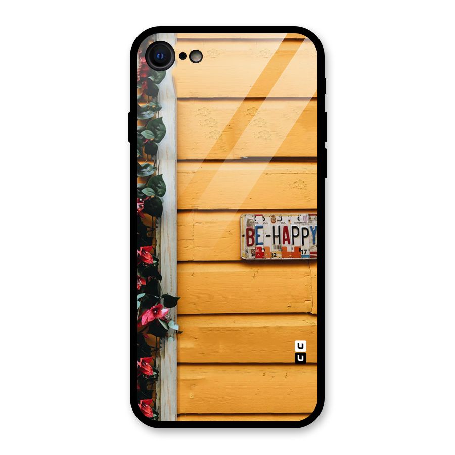 Be Happy Yellow Wall Glass Back Case for iPhone 7