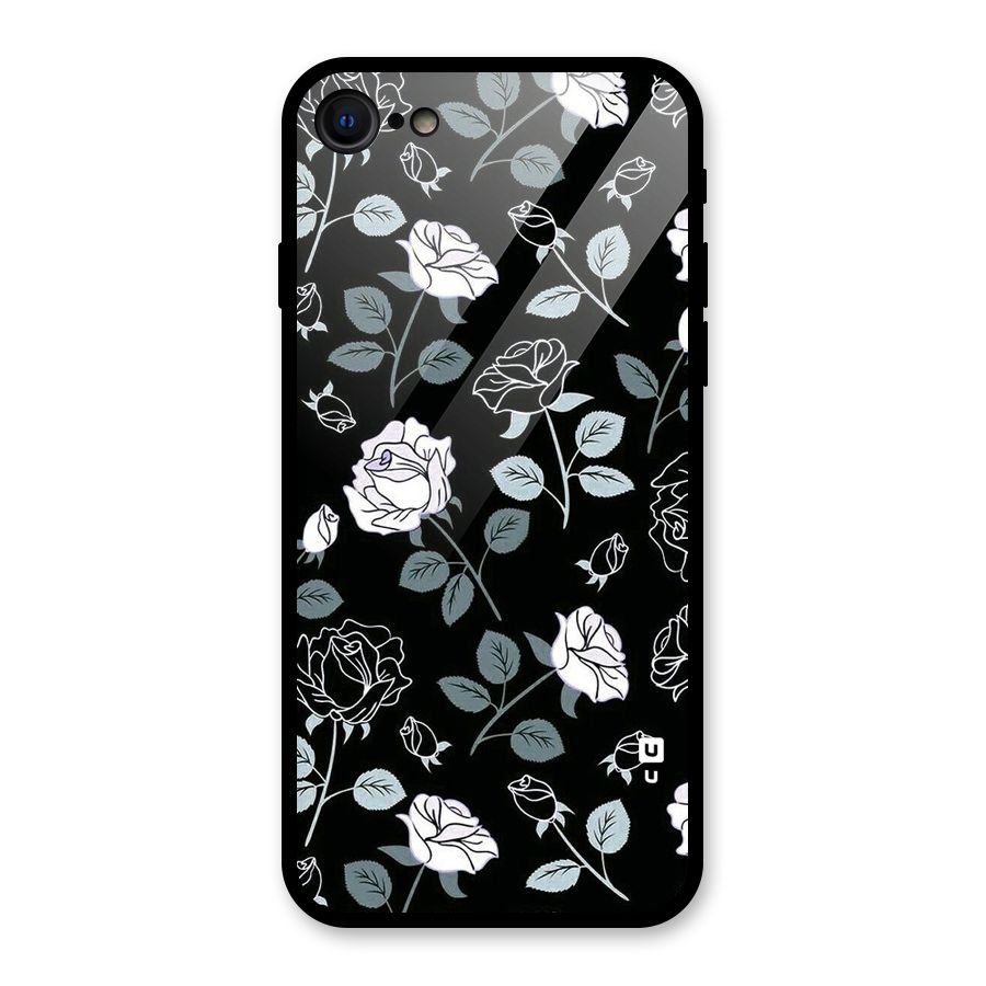 Black Artsy Bloom Glass Back Case for iPhone 7