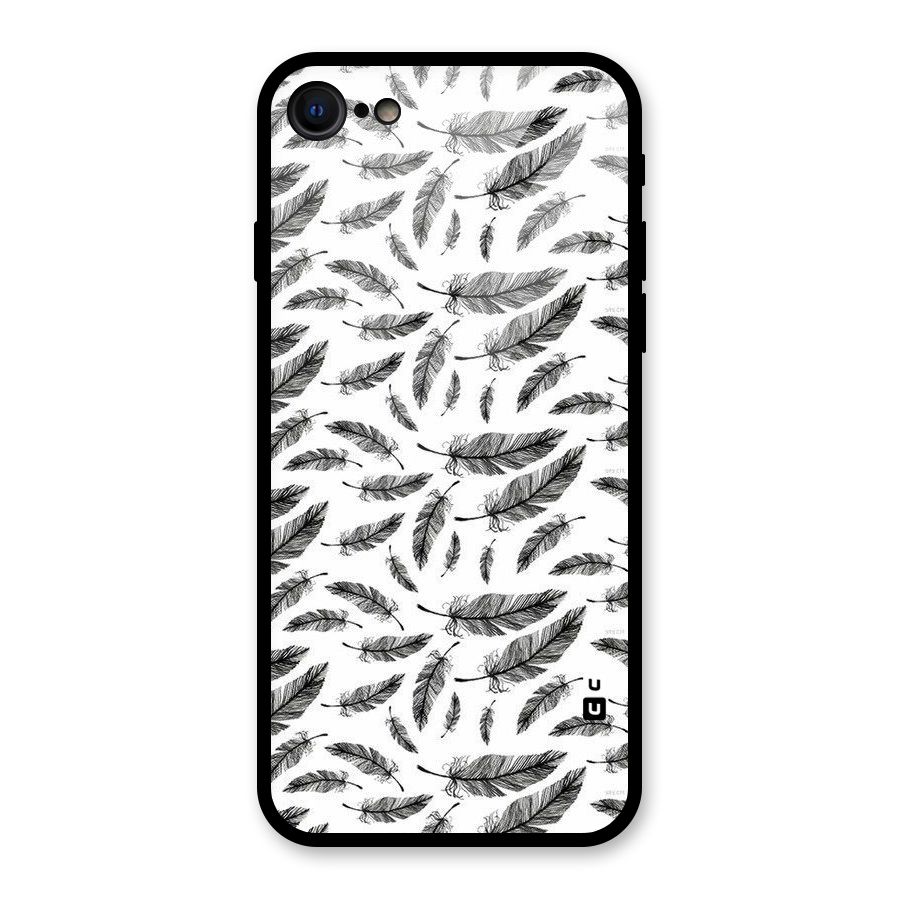 Black Feather Glass Back Case for iPhone 7