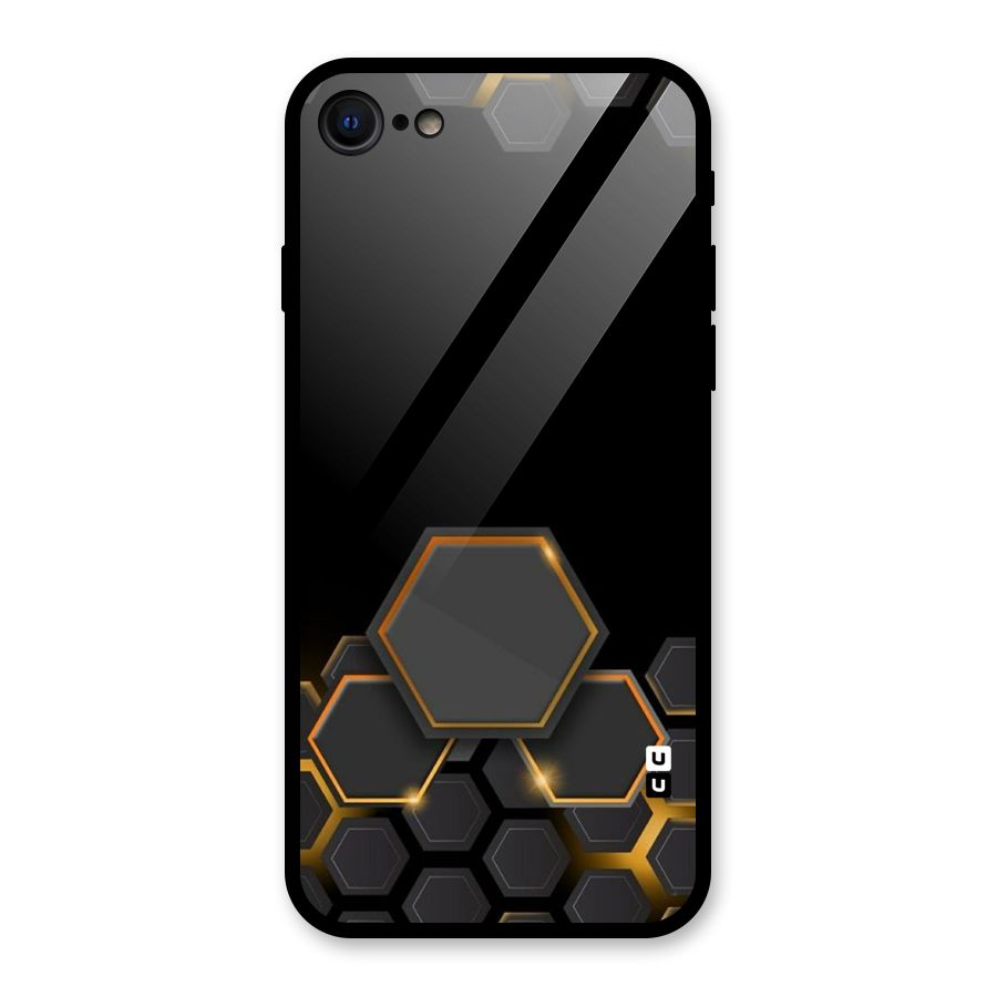 Black Gold Hexa Glass Back Case for iPhone 7