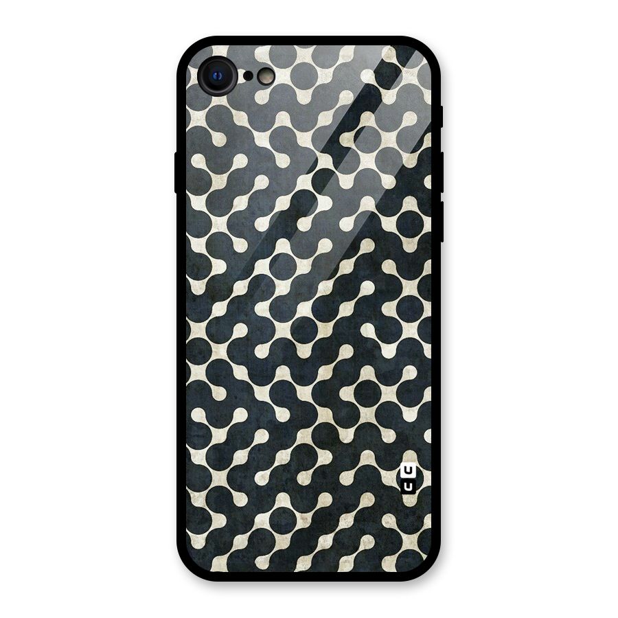 Black Maze Design Glass Back Case for iPhone 7