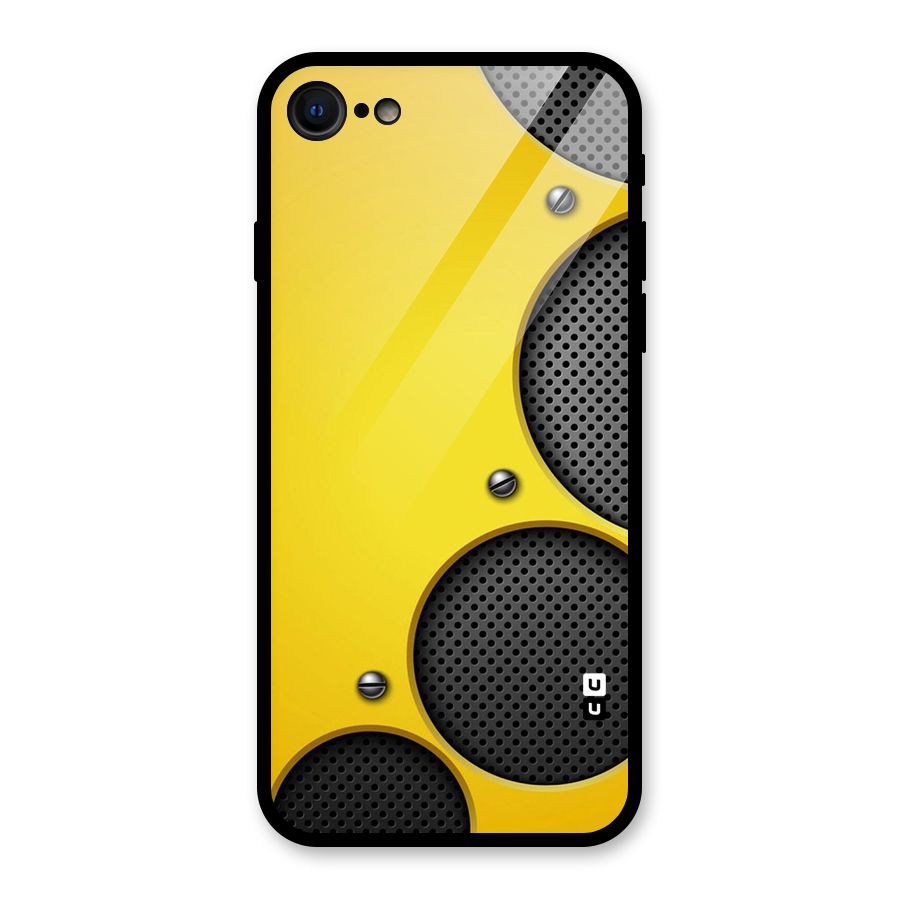 Black Net Yellow Glass Back Case for iPhone 7