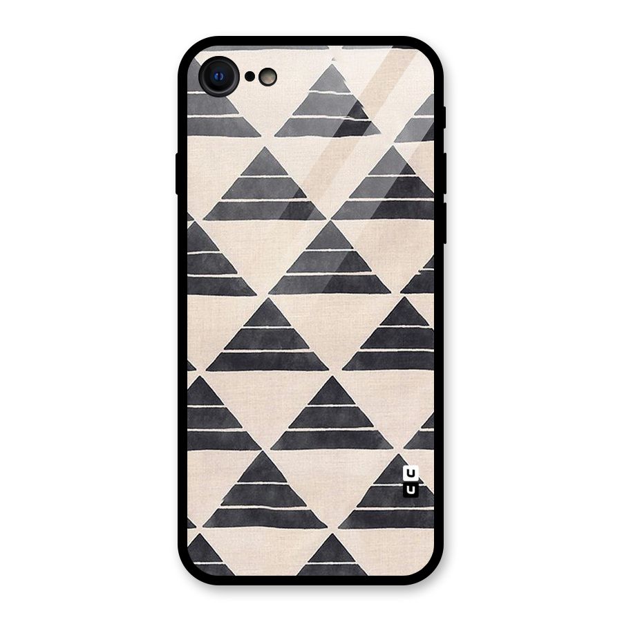 Black Slant Triangles Glass Back Case for iPhone 7