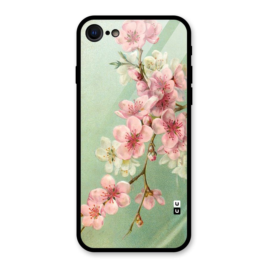 Blossom Cherry Design Glass Back Case for iPhone 7