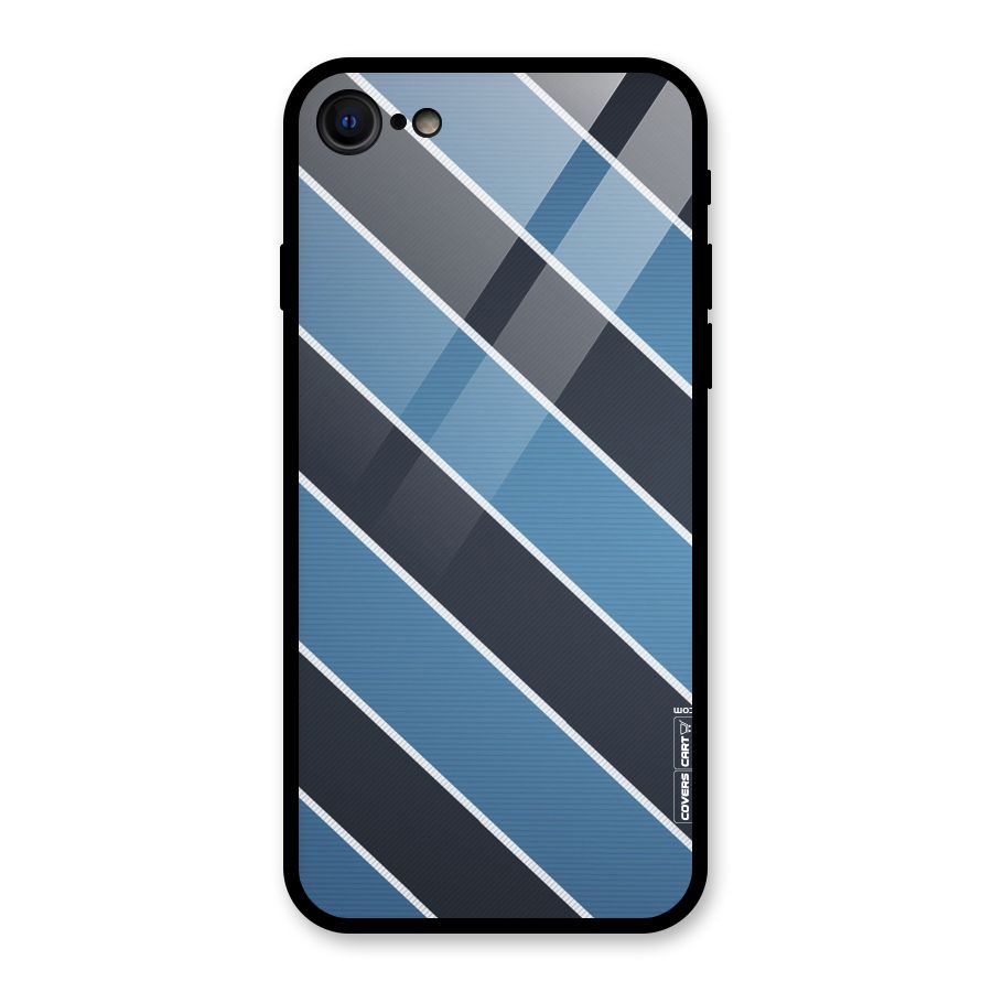 Blue Black Stripes Glass Back Case for iPhone 7